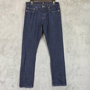 Obey New Threat Slim Jeans Mens 32 Blue Dark Wash Button Fly Denim Pants